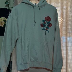 Gildan Gray Hoodie with Red Rose Design